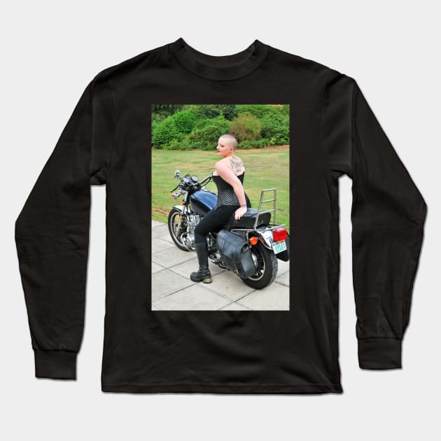 Lady Biker Long Sleeve T-Shirt by RichardGibb